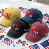 Custom USA Flag Embroidered Baseball Cap - Personalized Vintage Patriotic Red White Blue Dad Hat