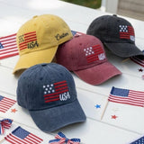 Custom USA Flag Embroidered Baseball Cap - Personalized Vintage Patriotic Red White Blue Dad Hat