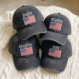 Matching Family Patriotic Embroidered Hats, American Flag Heart Baseball Caps, July 4th Gift