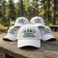 Happy Camper Hat, Custom Embroidered Camping Dad Cap, Personalized Nature Lover Gift, Baseball Hat, Summer Camp Trip Gifts