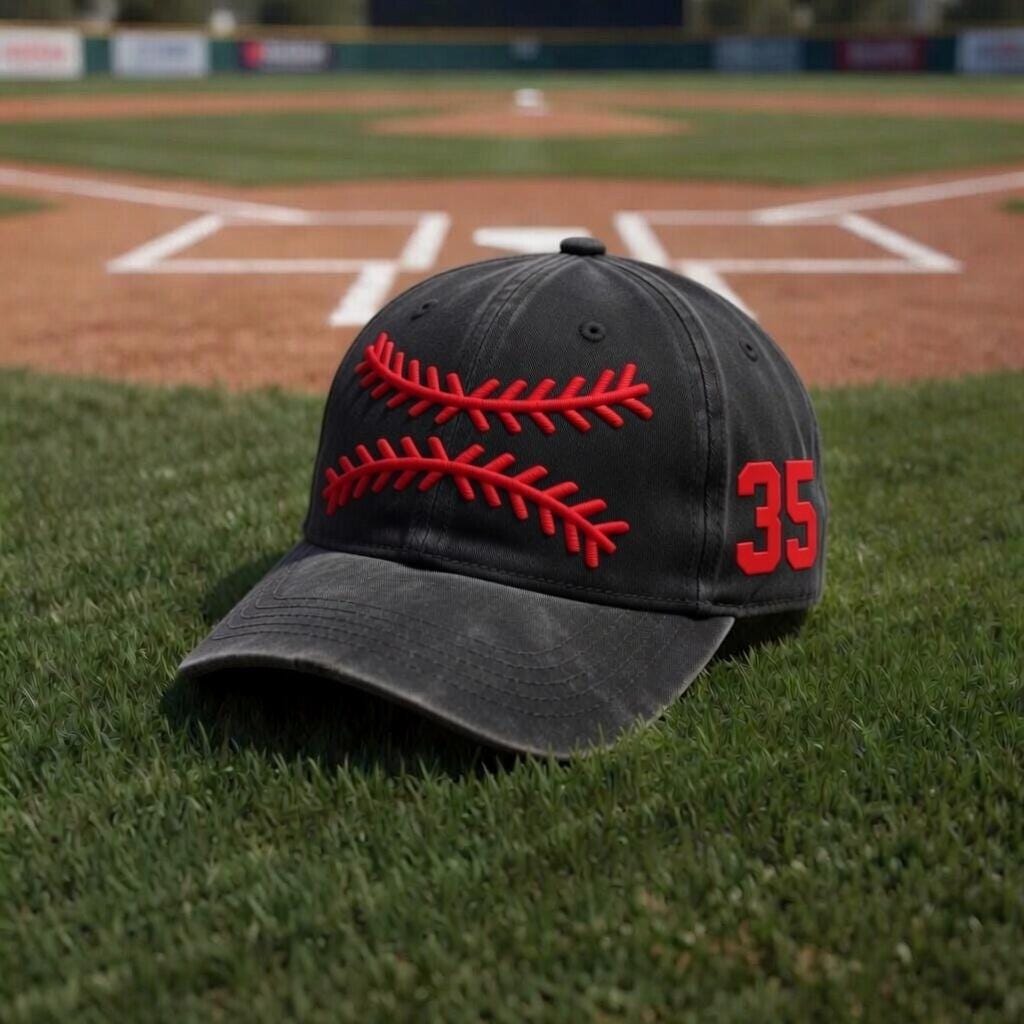 Custom 3D Puff Number Embroidered Baseball Hat - Personalized Game Day Cap