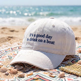 Custom Boat Drink Hat Funny Party Cap Personalized Beach Vacation Gift Embroidered Washed Pink Denim Cotton Matching Group Dad Hat