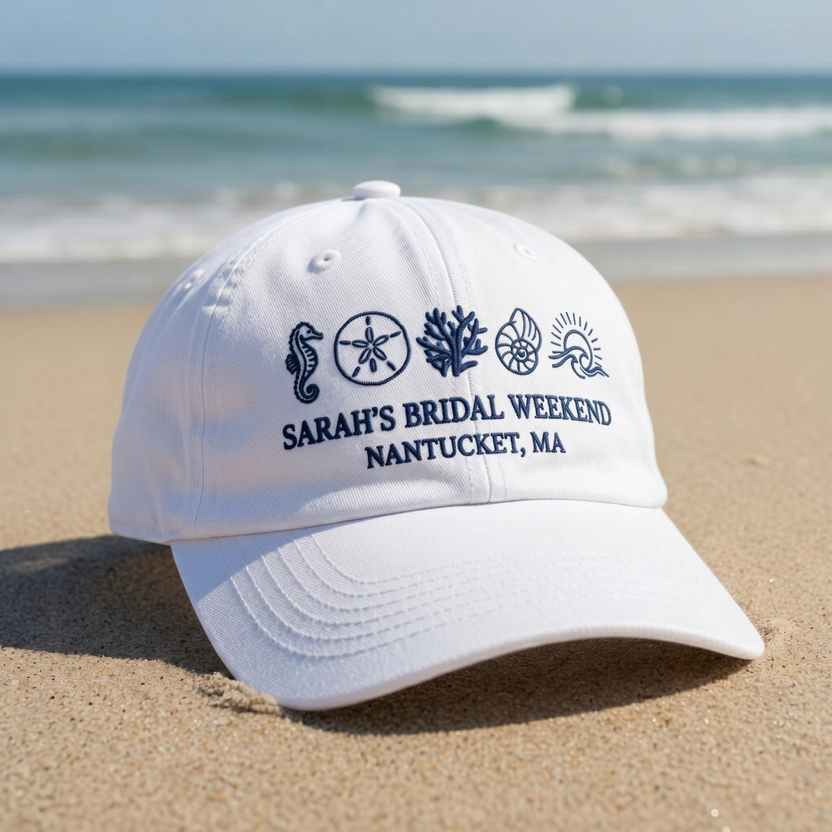 Custom Bachelorette Hat Bridal Party Cap Personalized Beach Weekend Gift Embroidered Coastal Cotton Matching Bridesmaid Group Dad Hat