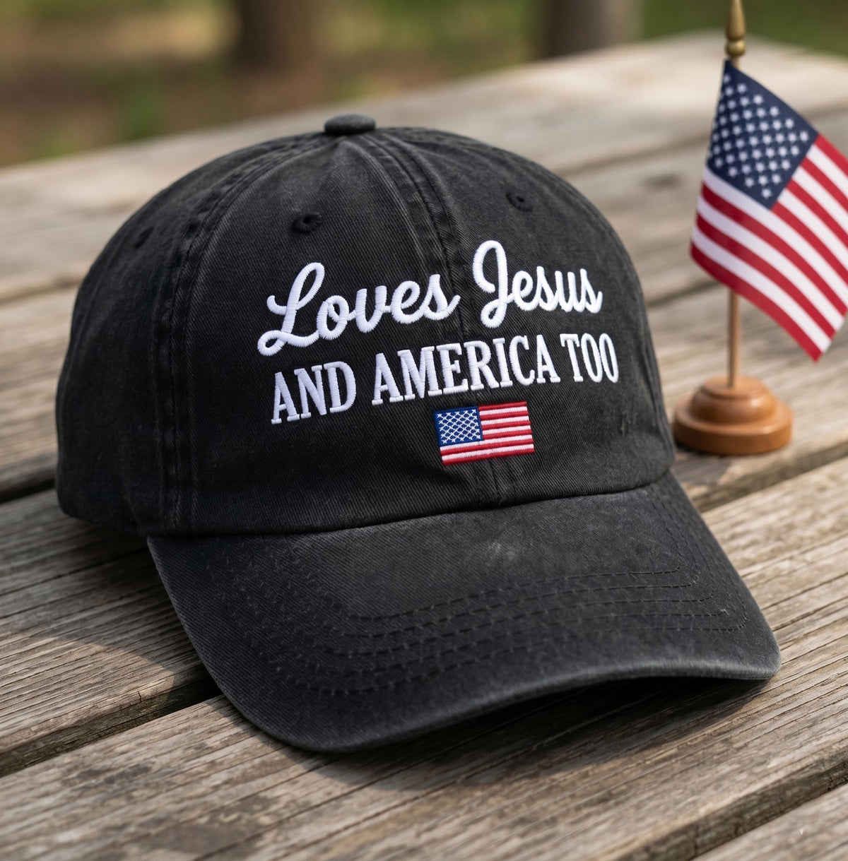 Christian Patriotic Embroidered Hat, Jesus and American Flag Baseball Cap, Faith Gift