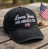 Christian Patriotic Embroidered Hat, Jesus and American Flag Baseball Cap, Faith Gift