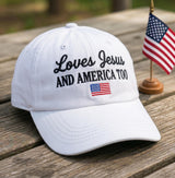 Christian Patriotic Embroidered Hat, Jesus and American Flag Baseball Cap, Faith Gift