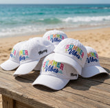 Custom Summer Vibes Beach Embroidered Baseball Cap - Personalized Name Vacation Cotton Dad Hat