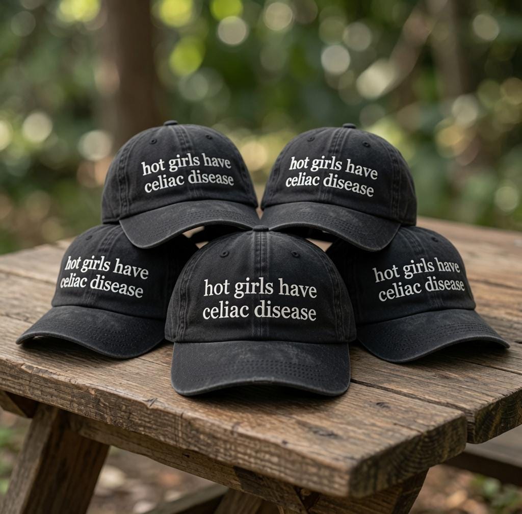 Hot Girls Have Celiac Disease Hat, Funny Slogan Embroidered Dad Cap, Custom Text Washed Cotton Trucker Hat, Cute Personalized Girls Gift