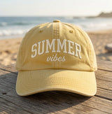 Custom Beach Hat, Personalized Summer Vibes Dad Cap, Embroidered Sunshine Sun Hat, Salty But Cute Washed Cotton Hat, Girls Trip Ocean Gift