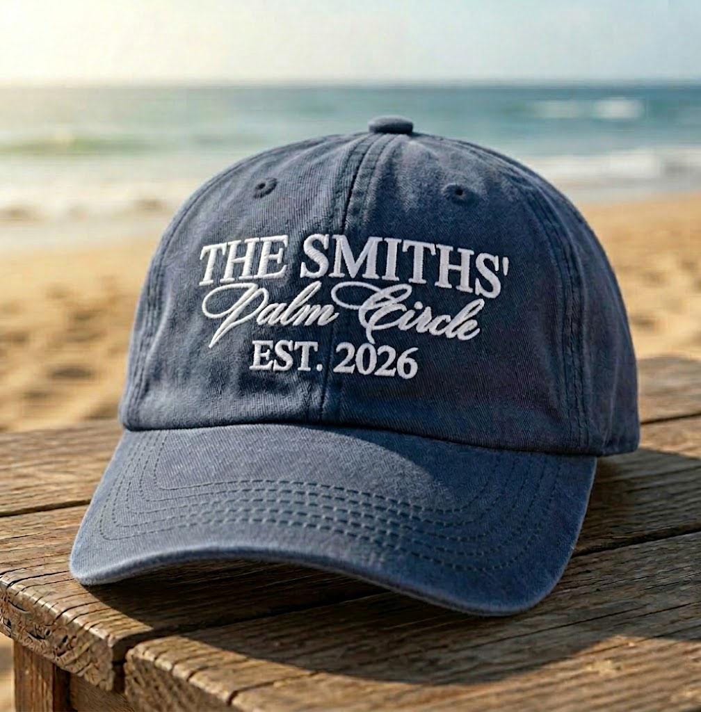 Custom Family Reunion Hat, Personalized Last Name Dad Cap, Embroidered Washed Cotton Trucker Hat, Matching Family Vacation Sun Hat Gift