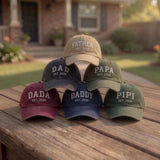 Custom Est Year Dad Hat, Personalized Daddy Cap, New Dad Gift 2026, Embroidered Father's Day Hat, Custom Dada Papa Hat, Vintage Baseball Cap