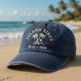 Custom Beach Hats Embroidered Island Vibes Cap Personalized Group Trip Hat Custom Embroidered Date Hat Beach Bachelorette Party Favors Gift