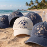 Custom Beach Hats Embroidered Island Vibes Cap Personalized Group Trip Hat Custom Embroidered Date Hat Beach Bachelorette Party Favors Gift
