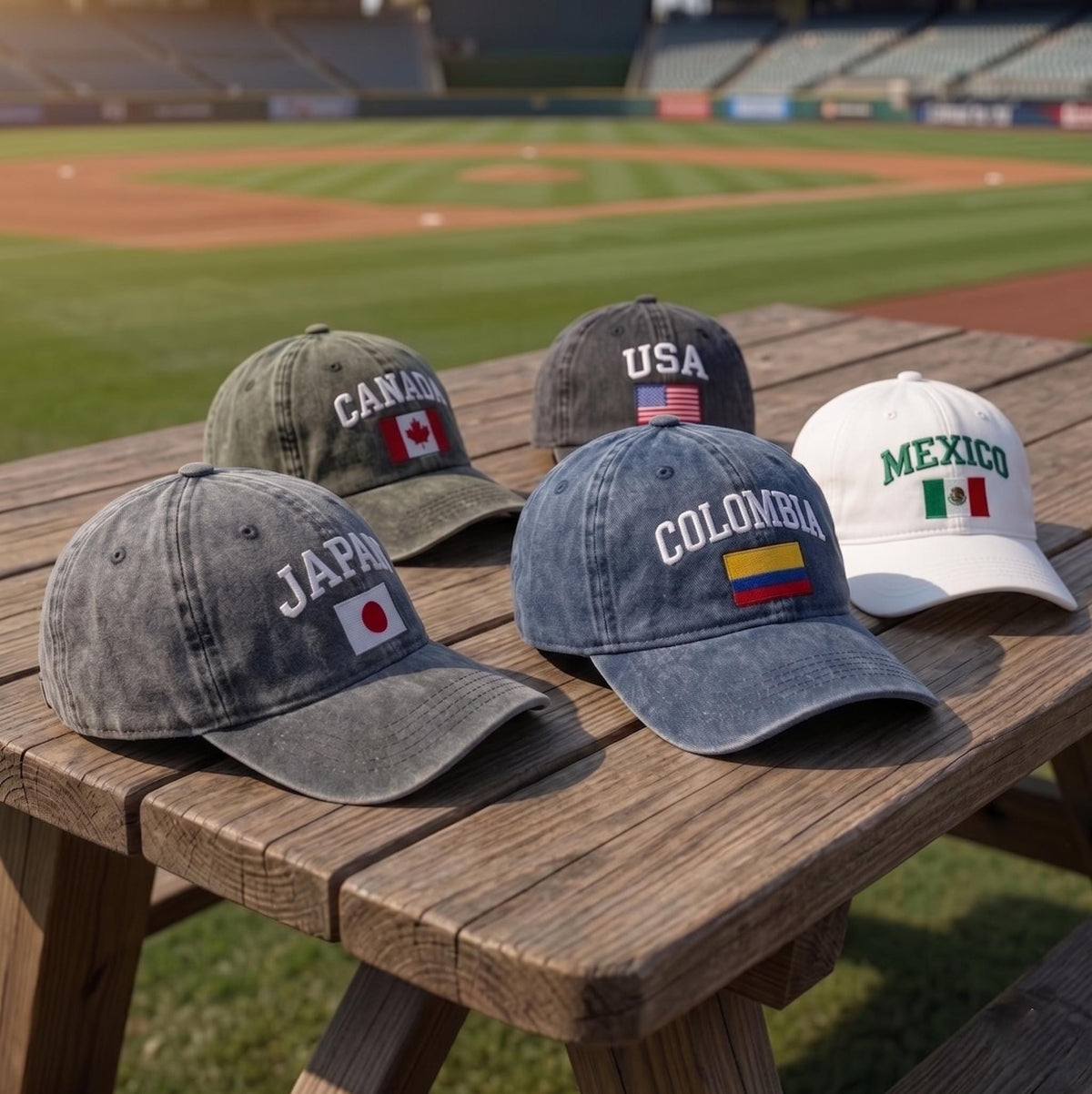 Custom Country Flag Hat Embroidered USA Canada Japan Cap Personalized Colombia Mexico Travel Gift Washed Cotton Retro Country Pride Dad Hat
