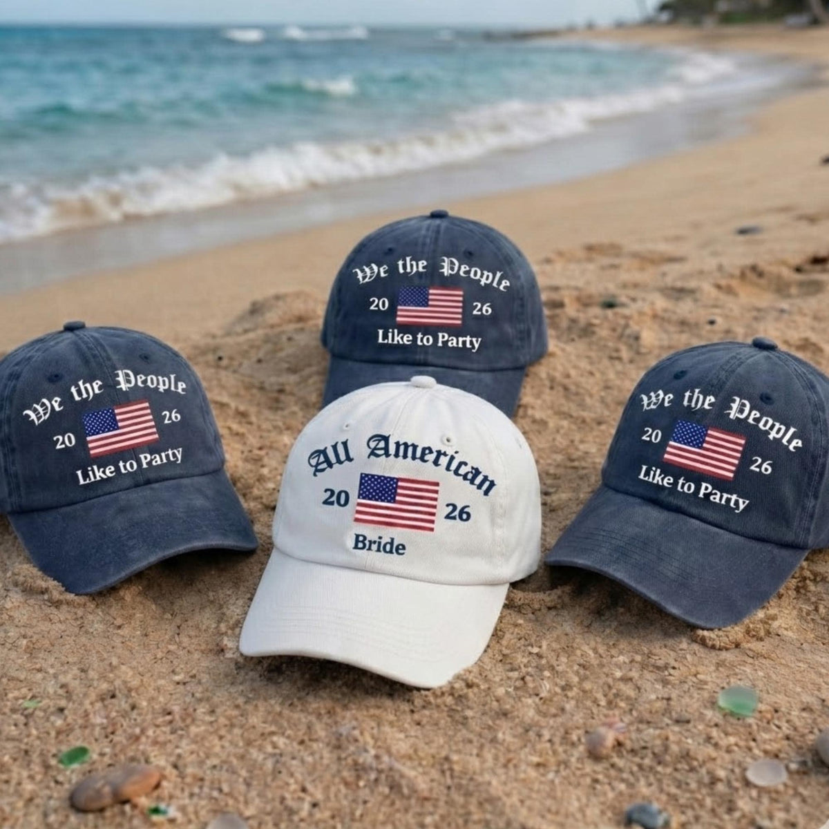 Embroidered Cotton Dad Hat, Patriotic Bride Tribe Baseball Cap, Bachelorette Party Hat