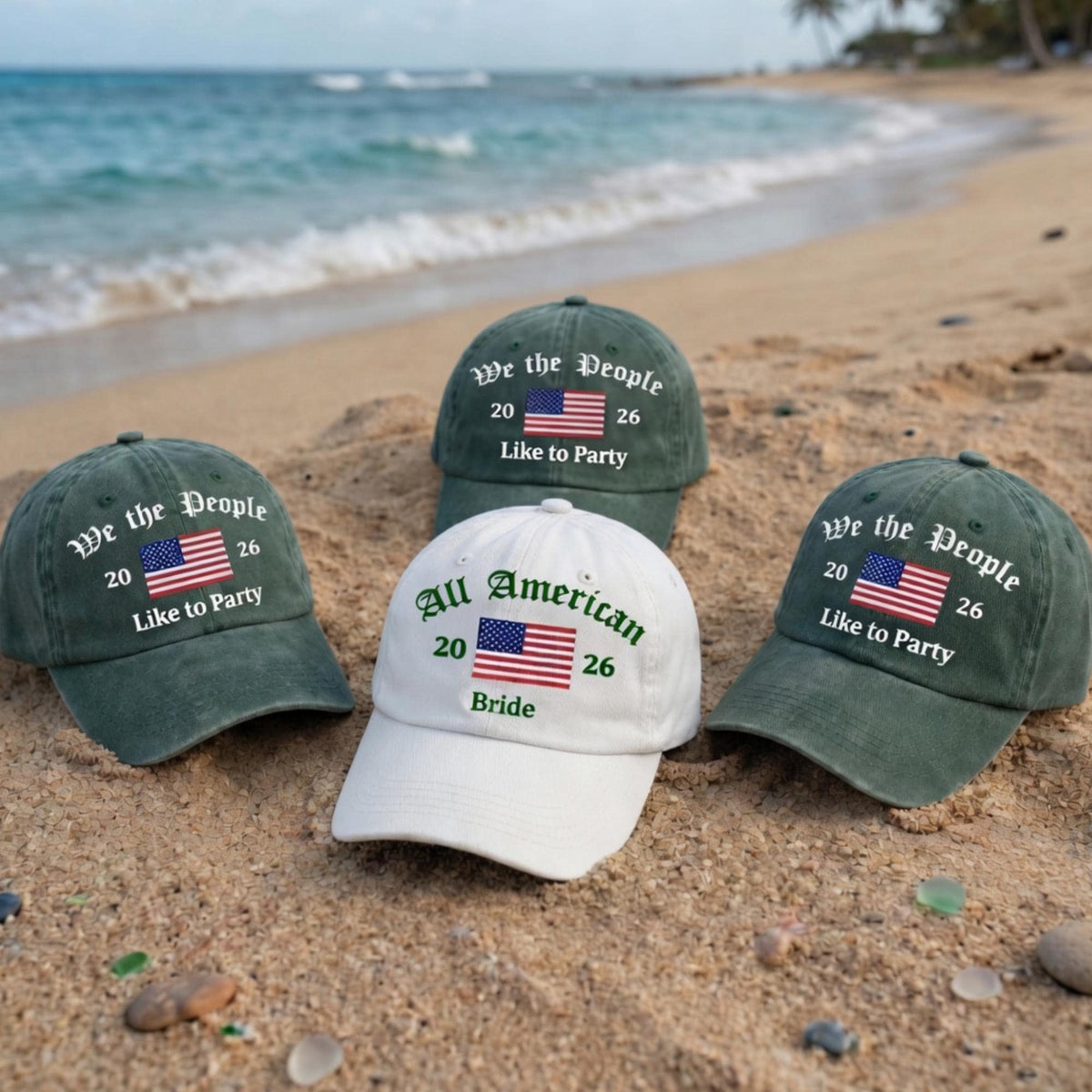 Embroidered Cotton Dad Hat, Patriotic Bride Tribe Baseball Cap, Bachelorette Party Hat