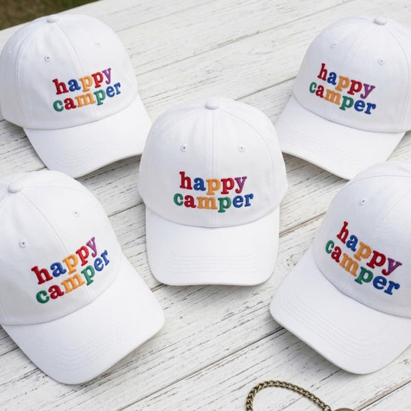 Rainbow Camping Embroidered Hat, Matching Bridal Camp Baseball Cap, Outdoor Bachelorette Gift