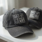 Dad of Boys Dad of Girls Hat, Outnumbered Dad Gift, Embroidered Father's Day Cap, Wased Baseball Hat for Men, New Dad Birthday Gift