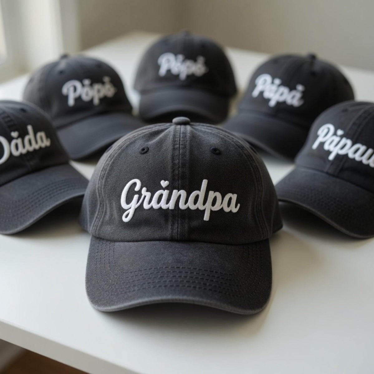 Custom Dada Papa Hat, Embroidered Grandpa Papaw Cap, Washed Cap Father's Day Gift, Personalized Popo Baseball Hat, Birthday Gift for Dad