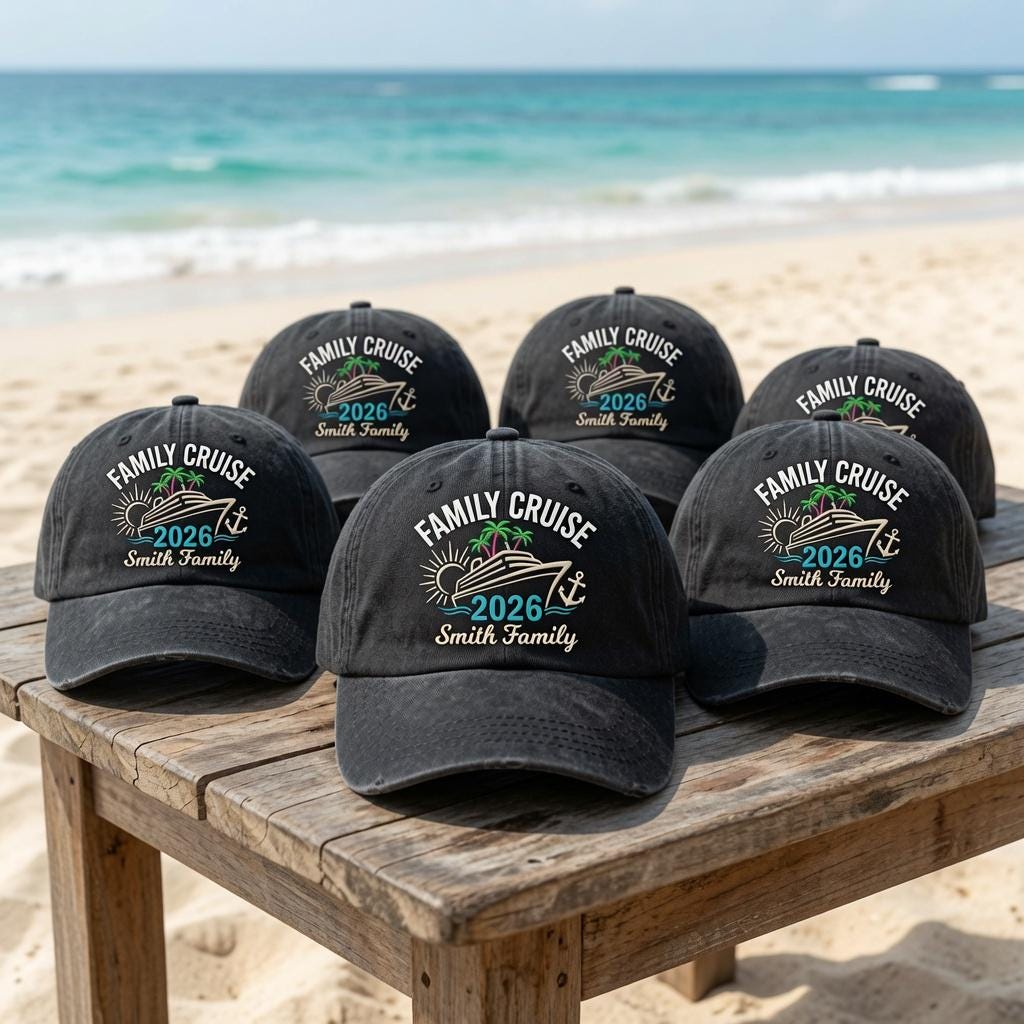 Custom Family Cruise 2026 Hat, Personalized Last Name Cruise Dad Cap, Embroidered Washed Cotton Hat, Matching Family Vacation Gift