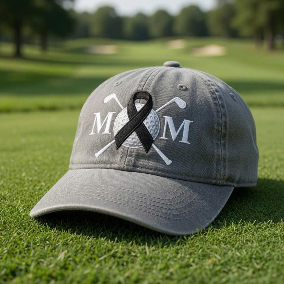 Custom Cancer Awareness Golf Hat, Embroidered Pink Ribbon Dad Cap, Golfing Mom Gift, Retro Sports Charity Event Hat, Breast Cancer Cap