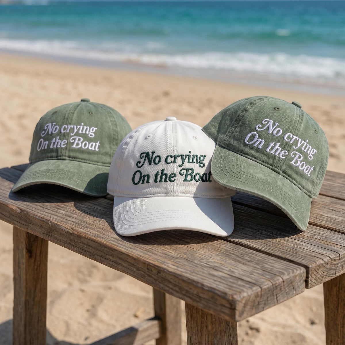 No Crying On The Boat Embroidered Baseball Cap - Funny Yacht Trip Lake Bachelorette Cotton Dad Hat