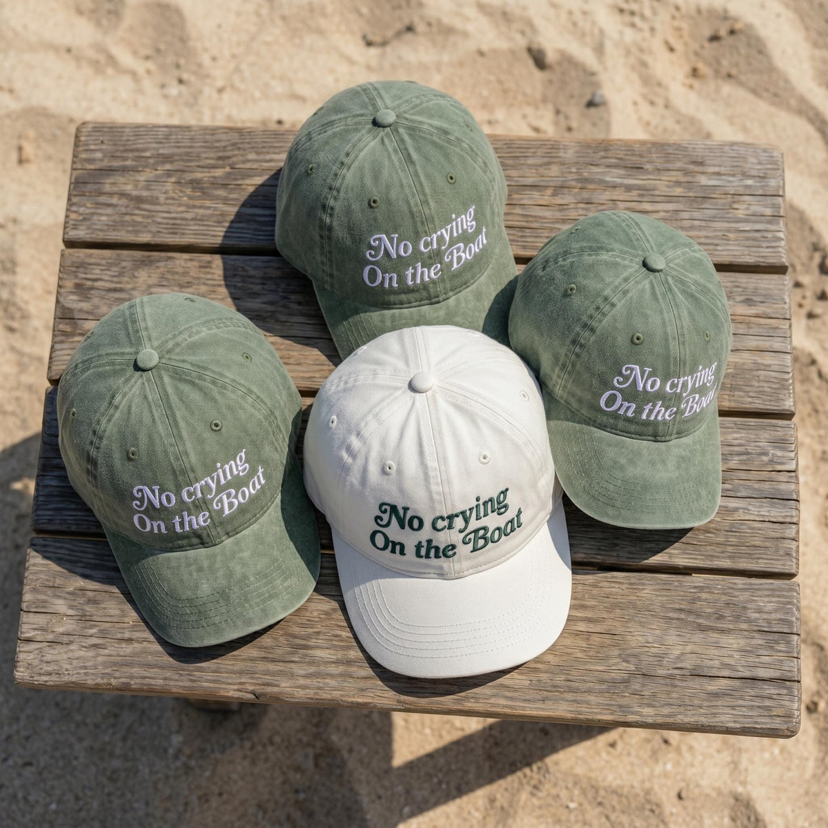 No Crying On The Boat Embroidered Baseball Cap - Funny Yacht Trip Lake Bachelorette Cotton Dad Hat