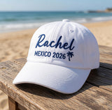 Custom Name Vacation Hat 2026 | Custom Destination Embroidered Dad Hat Men Women | Matching Group Trip Baseball Cap Family Beach Cruise Gift