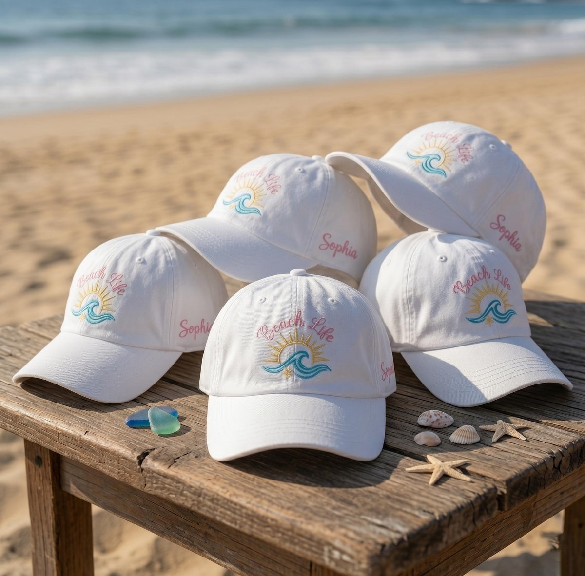 Custom Beach Life Hat | Embroidered Matching Family Vacation Baseball Cap Men Women | Cute Bachelorette Party Gift Summer Trip Cap