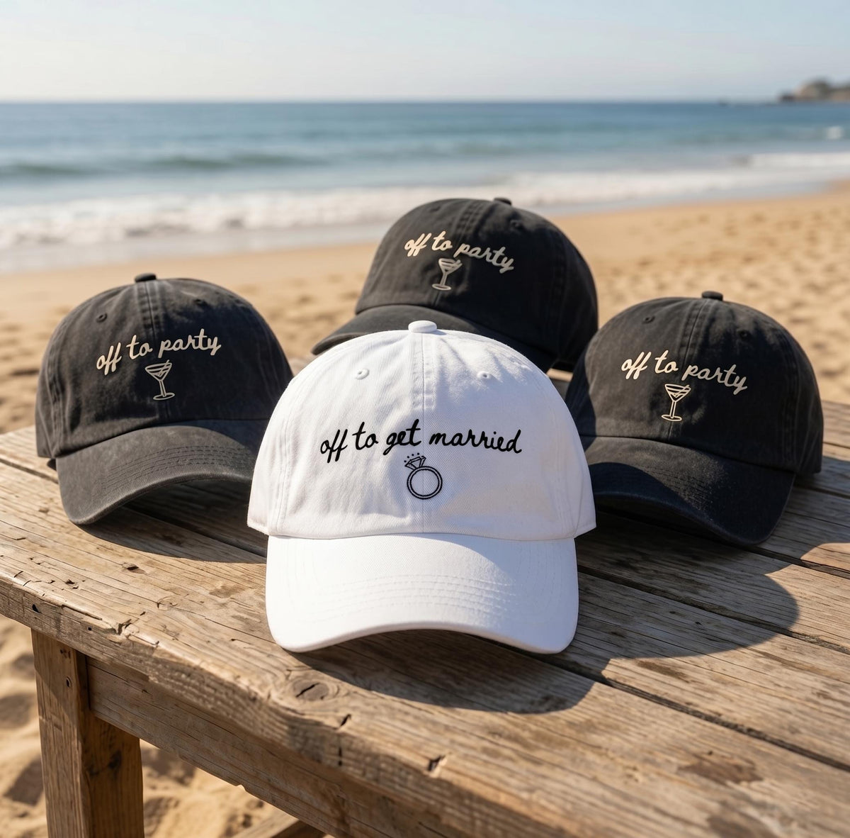 Custom Bachelorette Party Hat | Off To Get Married Bride Dad Hat | Matching Bridesmaid Gifts Baseball Cap Wedding Girls Beach Trip Gift