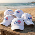 Custom Name Hat Retro Sun Embroidered Matching Family Vacation Baseball Cap Men Women | Bachelorette Party Gifts Summer Beach Girls Trip Cap