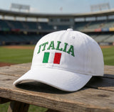 Italy Flag Embroidered Dad Hat, Italian National Flag Washed Cotton Baseball Cap, Travel Gift