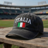 Italy Flag Embroidered Dad Hat, Italian National Flag Washed Cotton Baseball Cap, Travel Gift