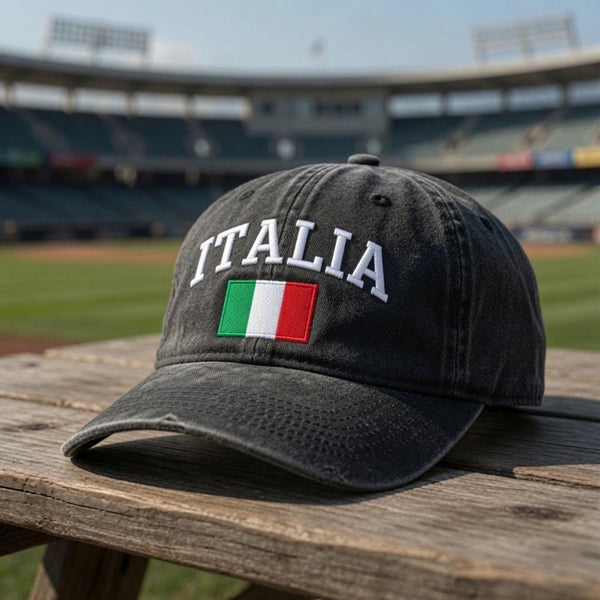 Italy Flag Embroidered Dad Hat, Italian National Flag Washed Cotton Baseball Cap, Travel Gift