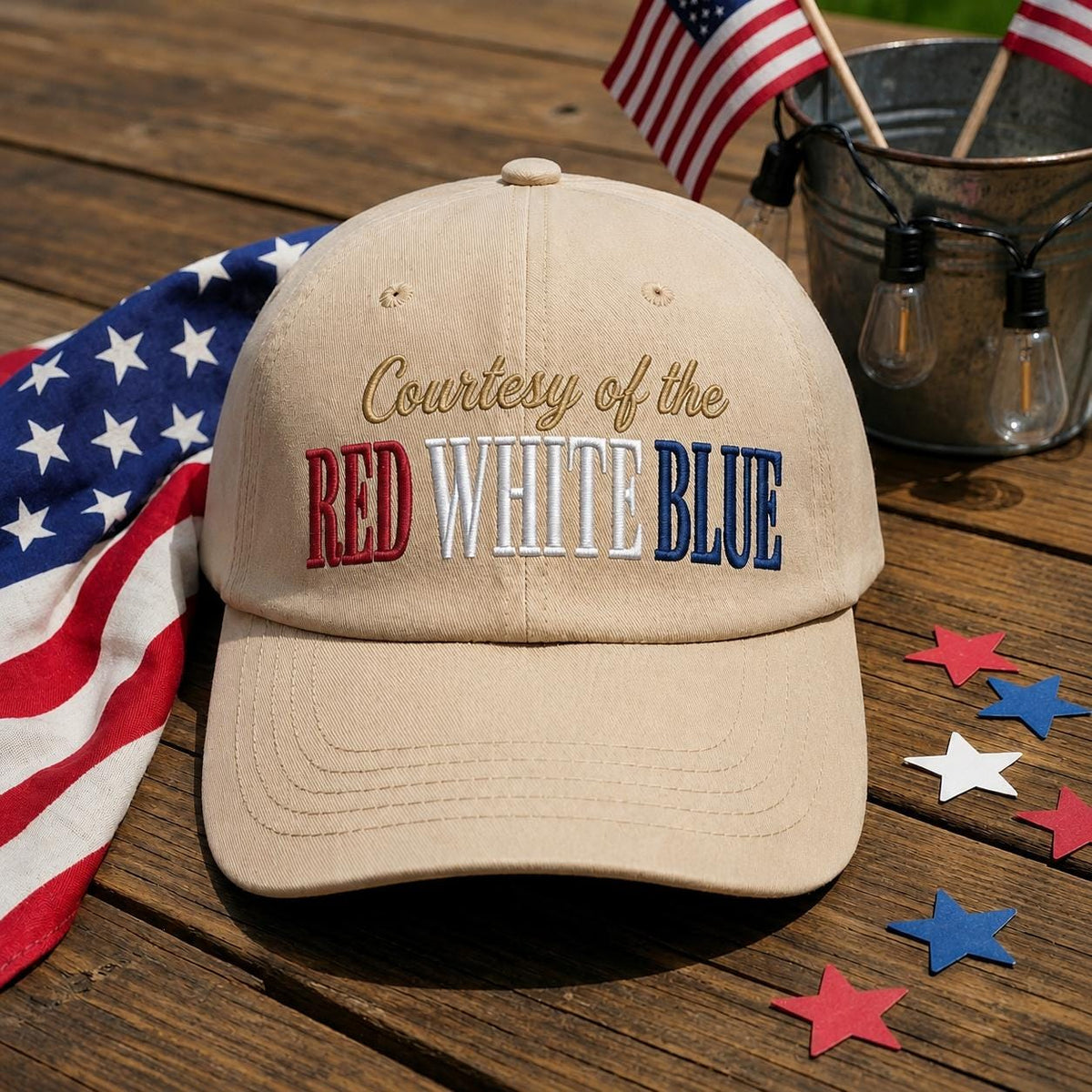 Red White and Blue Embroidered Hat, American Flag Patch Baseball Cap