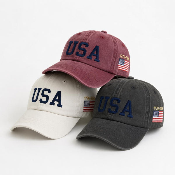 1776-2026 Embroidered Hat, American Flag Patriotic Baseball Cap