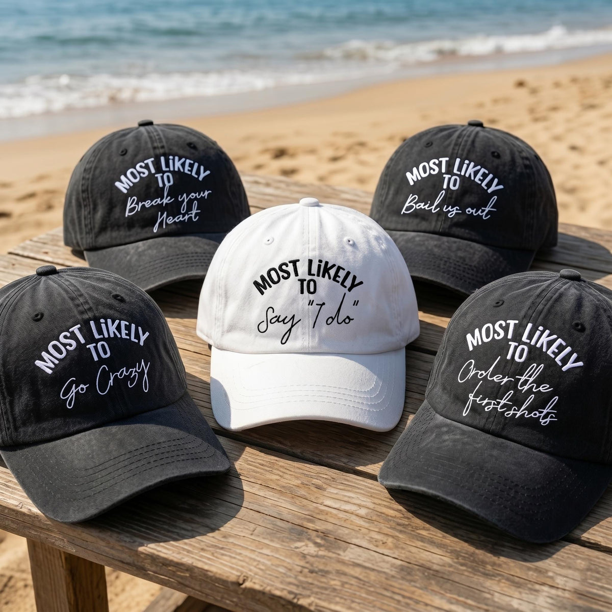 Most Likely To Bachelorette Hats | Custom Bridal Party Dad Cap | Funny Bridesmaid Matching Hats | Personalized Gift For Her Wedding Group