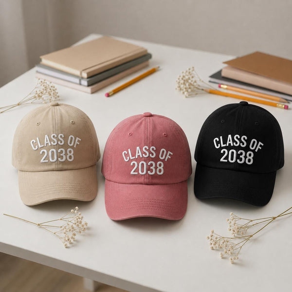 Class of 2038 Embroidered Hat, Personalized Graduation Year Baseball Cap