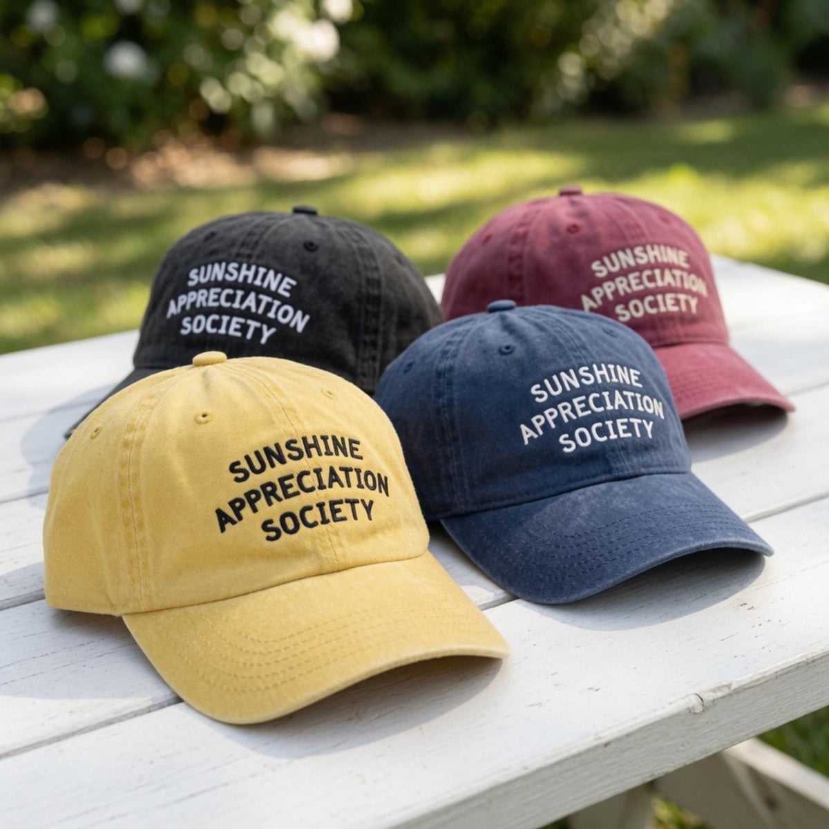 Sunshine Appreciation Society Embroidered Hat, Positive Vibes Baseball Cap, Cute Nature Lover Gift, Retro Summer Aesthetic Dad Hat
