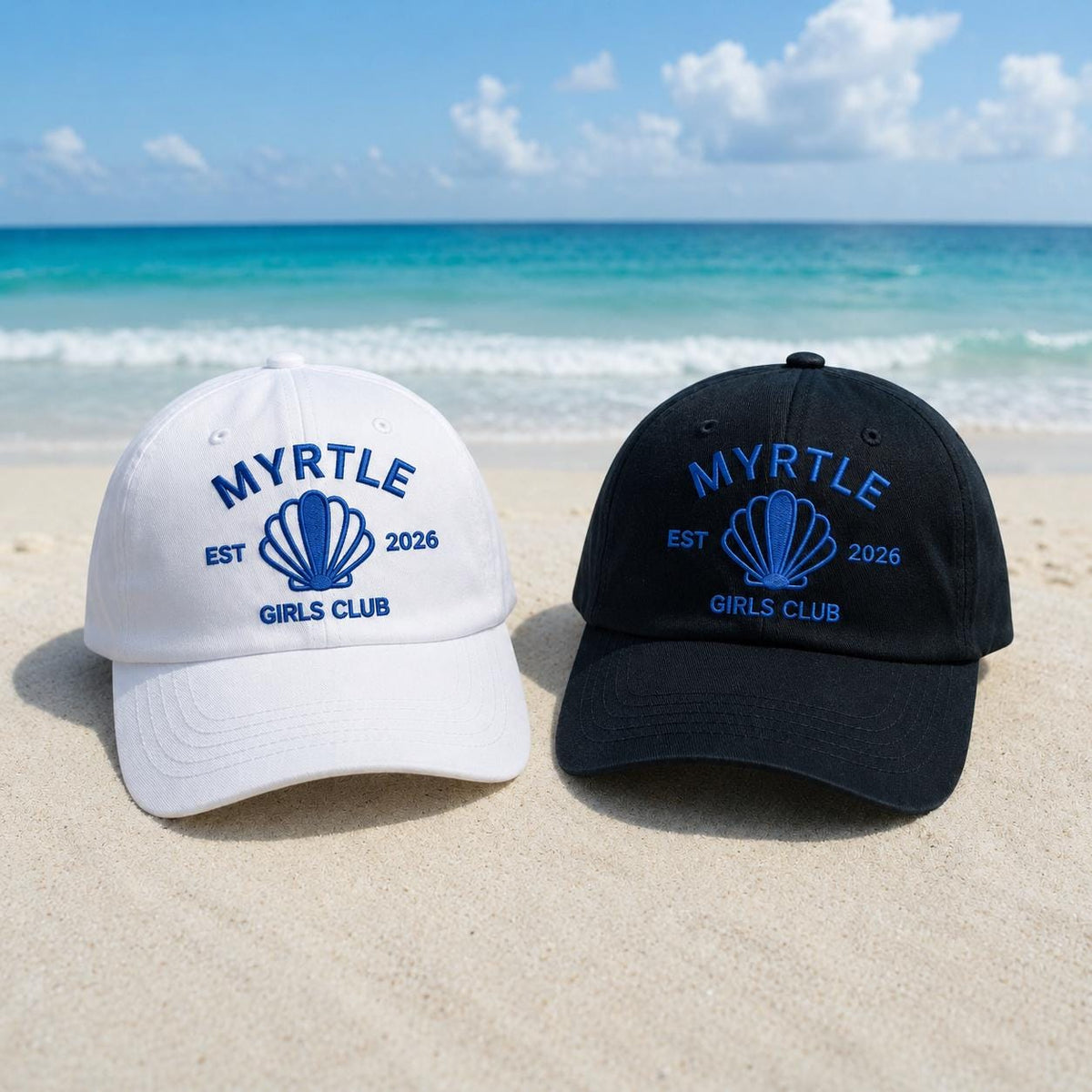 Personalized Girls Trip Shell Embroidered Hat, Custom Bachelorette Beach Cap