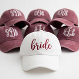 Embroidered Bride Monogram Baseball Cap - Personalized Bachelorette Party Bridal Cotton Dad Hat