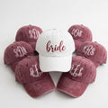 Embroidered Bride Monogram Baseball Cap - Personalized Bachelorette Party Bridal Cotton Dad Hat