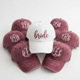 Embroidered Bride Monogram Baseball Cap - Personalized Bachelorette Party Bridal Cotton Dad Hat