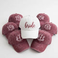 Embroidered Bride Hat, Personalized Monogram Bachelorette Party Baseball Cap, Matching Bridal Squad Gift, Wedding Party Dad Hat