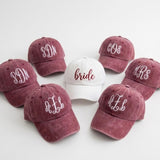 Embroidered Bride Monogram Baseball Cap - Personalized Bachelorette Party Bridal Cotton Dad Hat