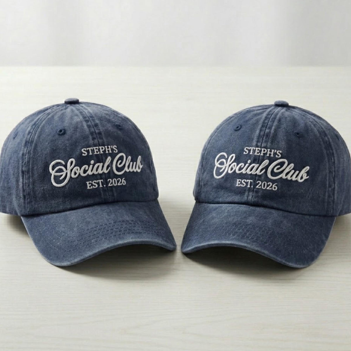 Personalized Social Club Embroidered Hat, Custom Club Name Cotton Baseball Cap