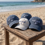 Custom East Coast Hat, Embroidered Sailboat Dad Cap, Personalized Sailing Gift, Coastal Aesthetic Washed Cotton Vacation Sun Hat