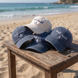 Custom East Coast Hat, Embroidered Sailboat Dad Cap, Personalized Sailing Gift, Coastal Aesthetic Washed Cotton Vacation Sun Hat