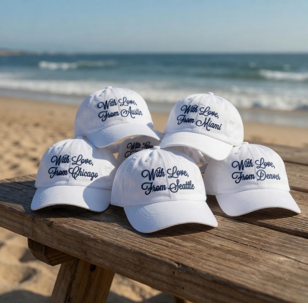 Custom With Love From Embroidered Baseball Cap - Personalized Travel City Souvenir Cotton Dad Hat
