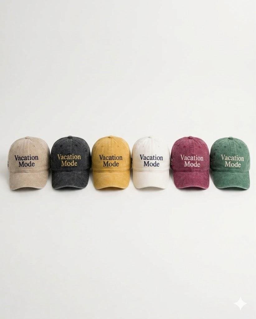 Custom Beach Vacation Embroidered Hat, Vintage Washed Baseball Cap, Summer Travel Gift